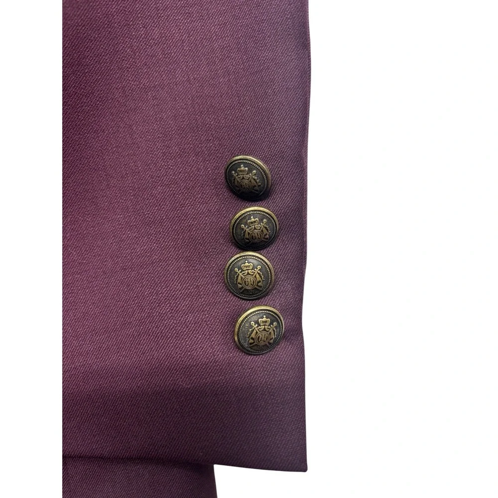 Paul Fredrick 38S Burgundy Gold Buttons Wool Blazer Jacket Sport Suit Coat Mens